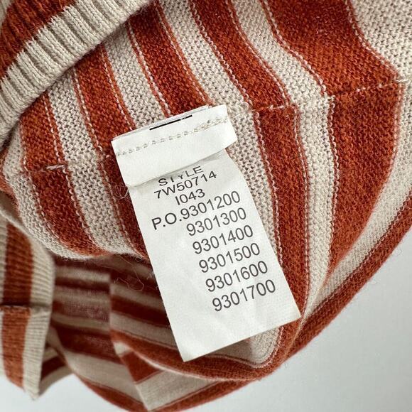 Lucky Brand Cream Orange Striped Scoop Neck Pullover Knit Sweater Size Small - Picture 6 of 12